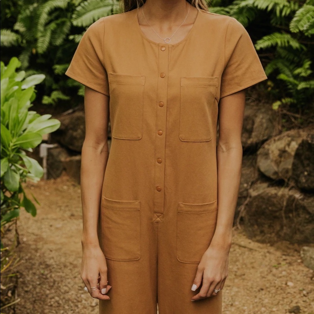 Baylee button up jumpsuit in mustard